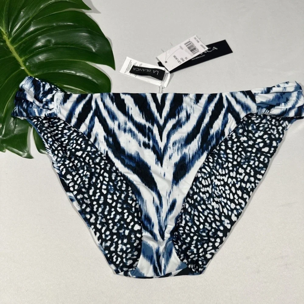 NWT $62 La Blanca [ 16 ] Animal Instinct Reversible Hipster‎ Bikini Bottoms